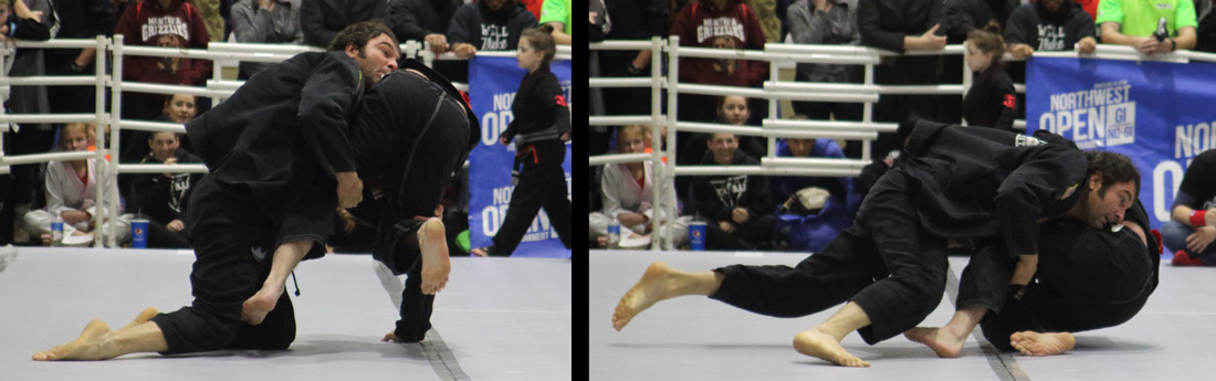 Walter Cascao drives his opponent into the mat